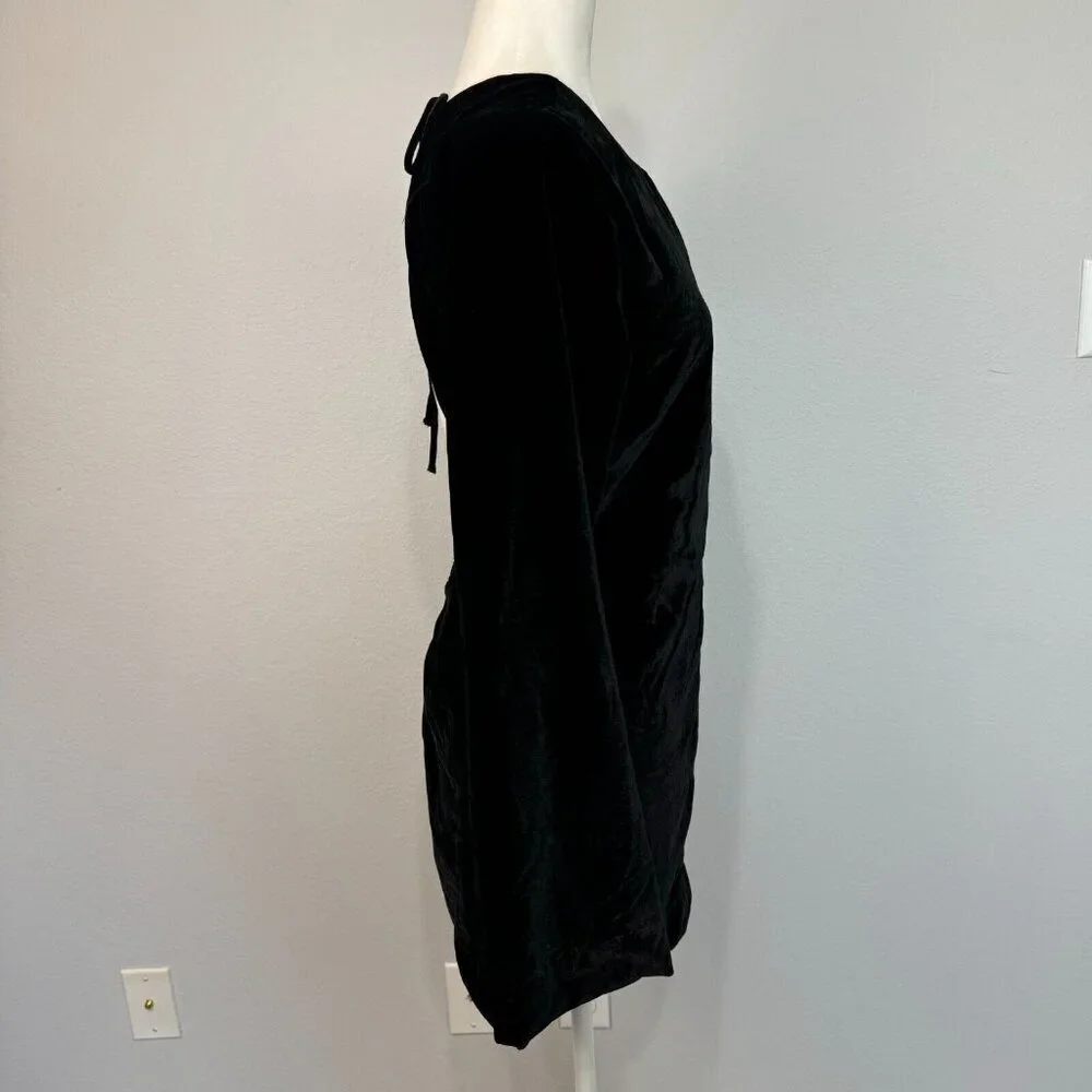 Free People Women's Chelsea Mini Dress Long Sleeve Low‎ Open-Back Black Size Med